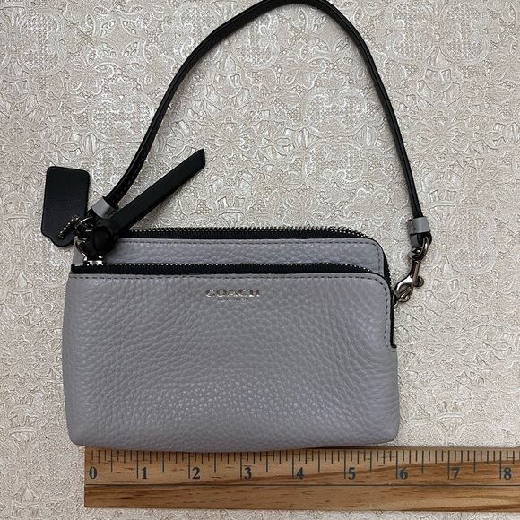 Coach Wristlet Wallet, dual zippers, Excellent Condition, Color - Gray - Picture 12 of 13